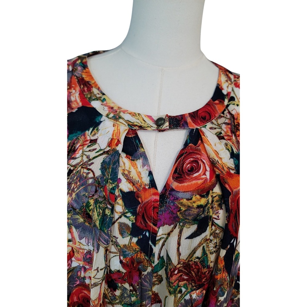 Jodifl Floral Print Long Sleeve Mini Dress Boho Chic Keyhole Casual‎ - Picture 7 of 9